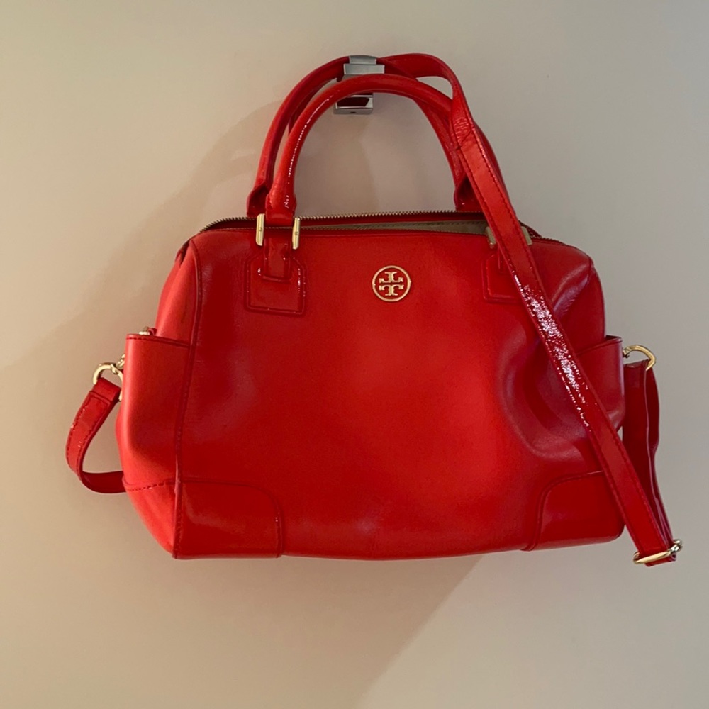 Tory Burch cross body bag. Bright red.